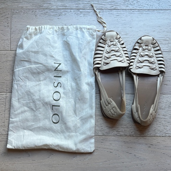 Nisolo Shoes - Nisolo Women's Huarache Flats Bone - Size 8